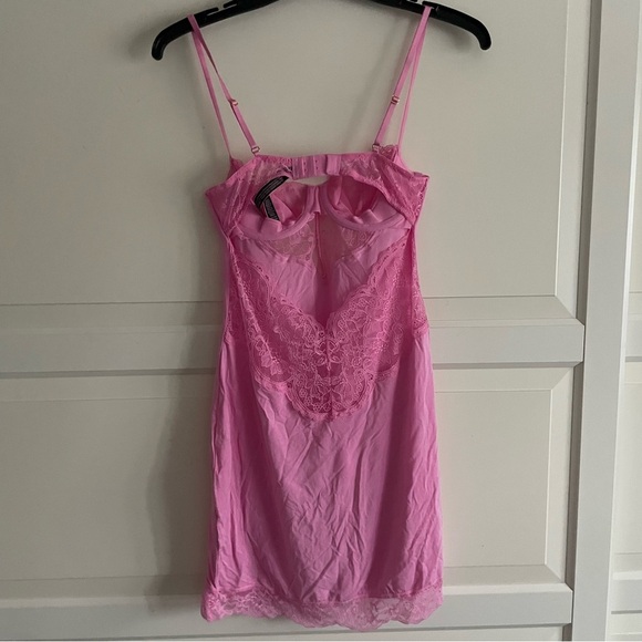 New! Victoria's Secret Wicked Modal & Lace Mini Slip Pink Hibiscus 22805 - Picture 4 of 13